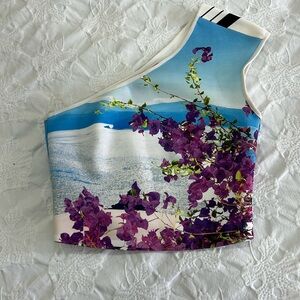Volver Canyon one shoulder floral crop top size XS